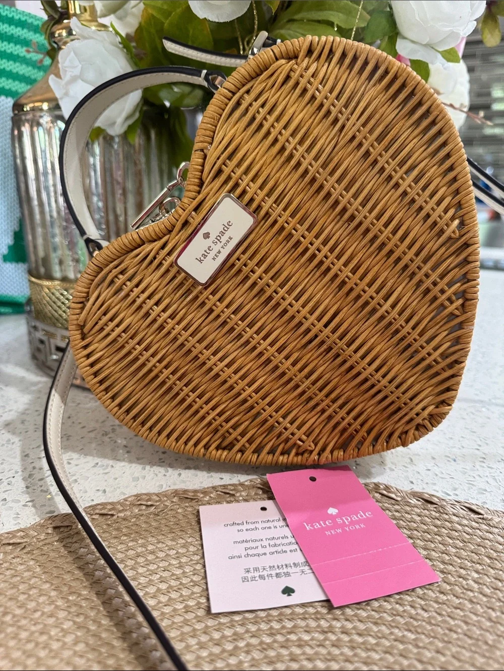 🤎Kate Spade Love Shack Heart Wicker Crossbody
